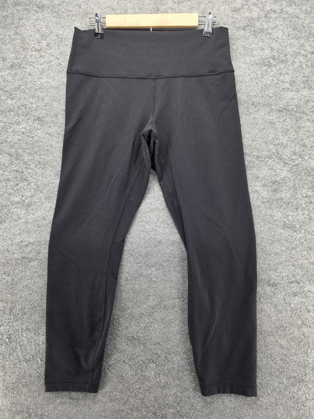 Lululemon Pants Leggings Womens 12 Black Ankle Yoga Nylon Spandex Logo